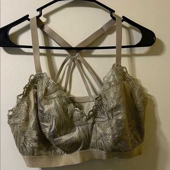 aerie Other - Aerie Lace Bralette with Strappy Back in olive green